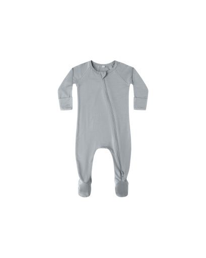 Bamboo Zip Footie - Steel Blue