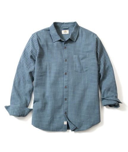 Classic Stretch  Selvage  Shirt, Color: Green/Navy Gingham, Size: Small