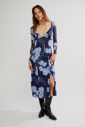 Calla Midi Dress, Colour: SKY COMBO, Size: XS