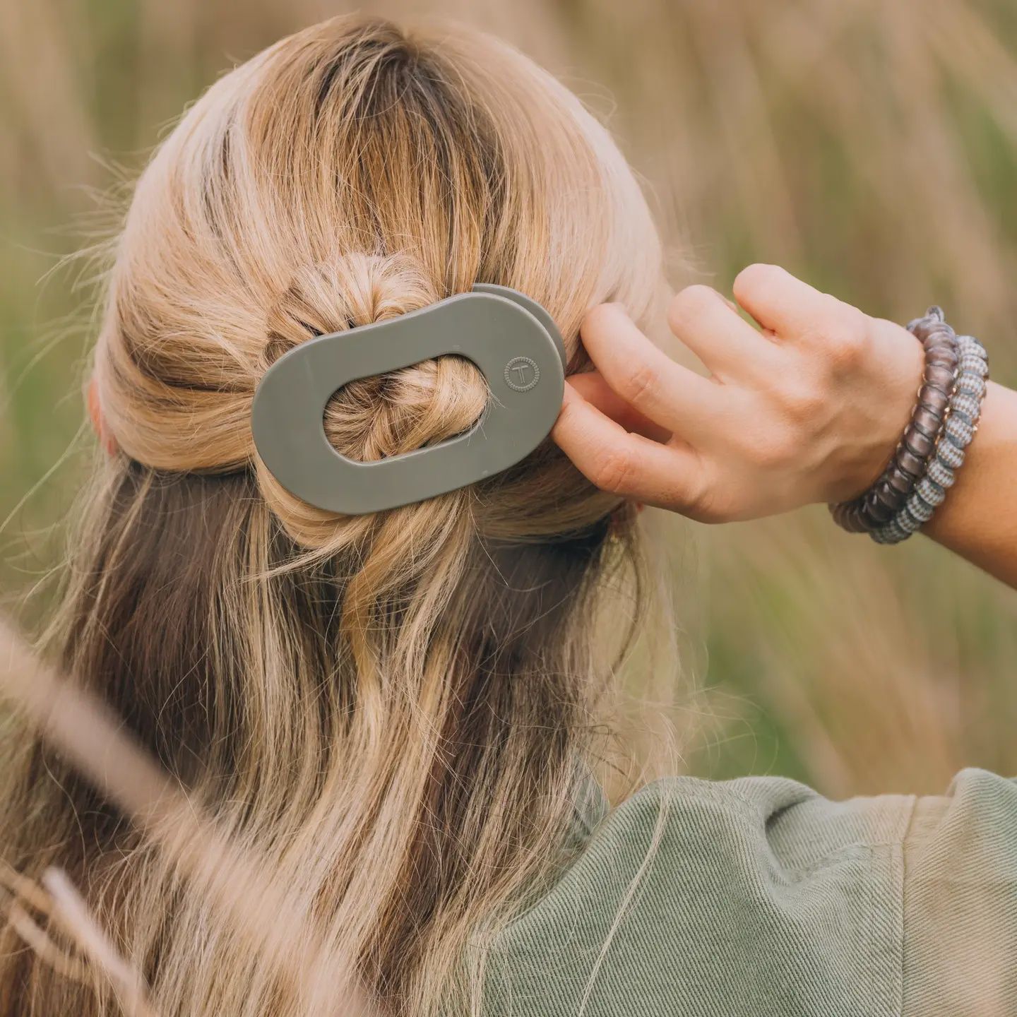 Flat Round Hair Clip, Color: Sage It Ain&#39;t So, Size: Small