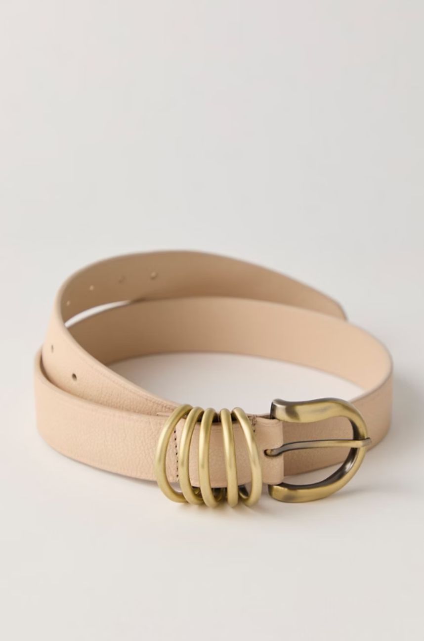 Rori Leather Belt, Color: Cream, Size: XS/S