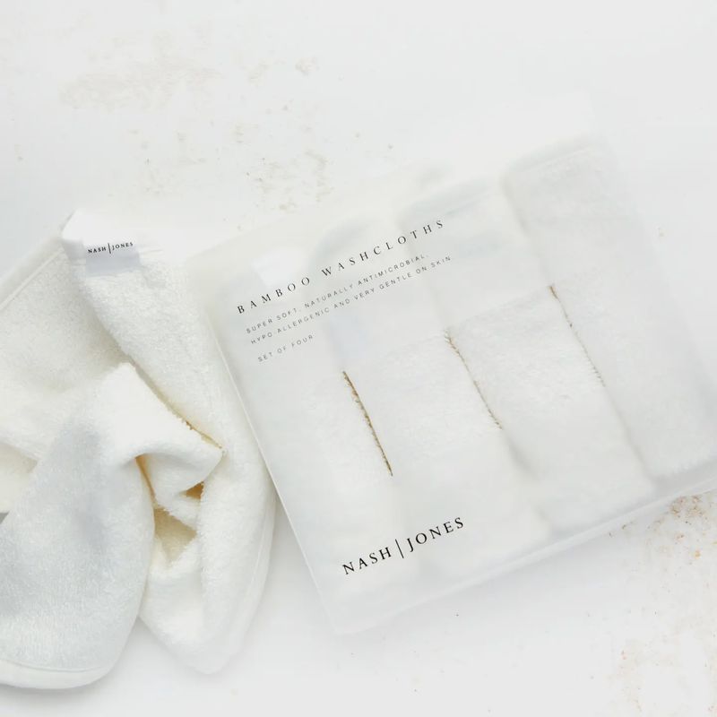 100% Bamboo Facial Washcloths, Set of 4