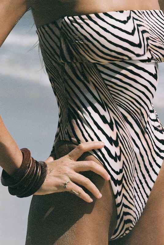 Classic Bandeau One Piece - Shell Stripe Eco Shimmer