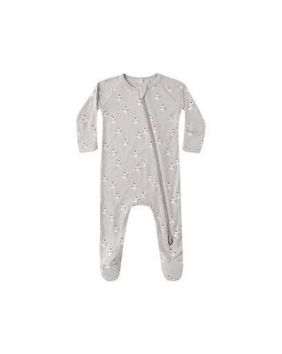 Bamboo Zip Footie || Snowmen, Size: NB