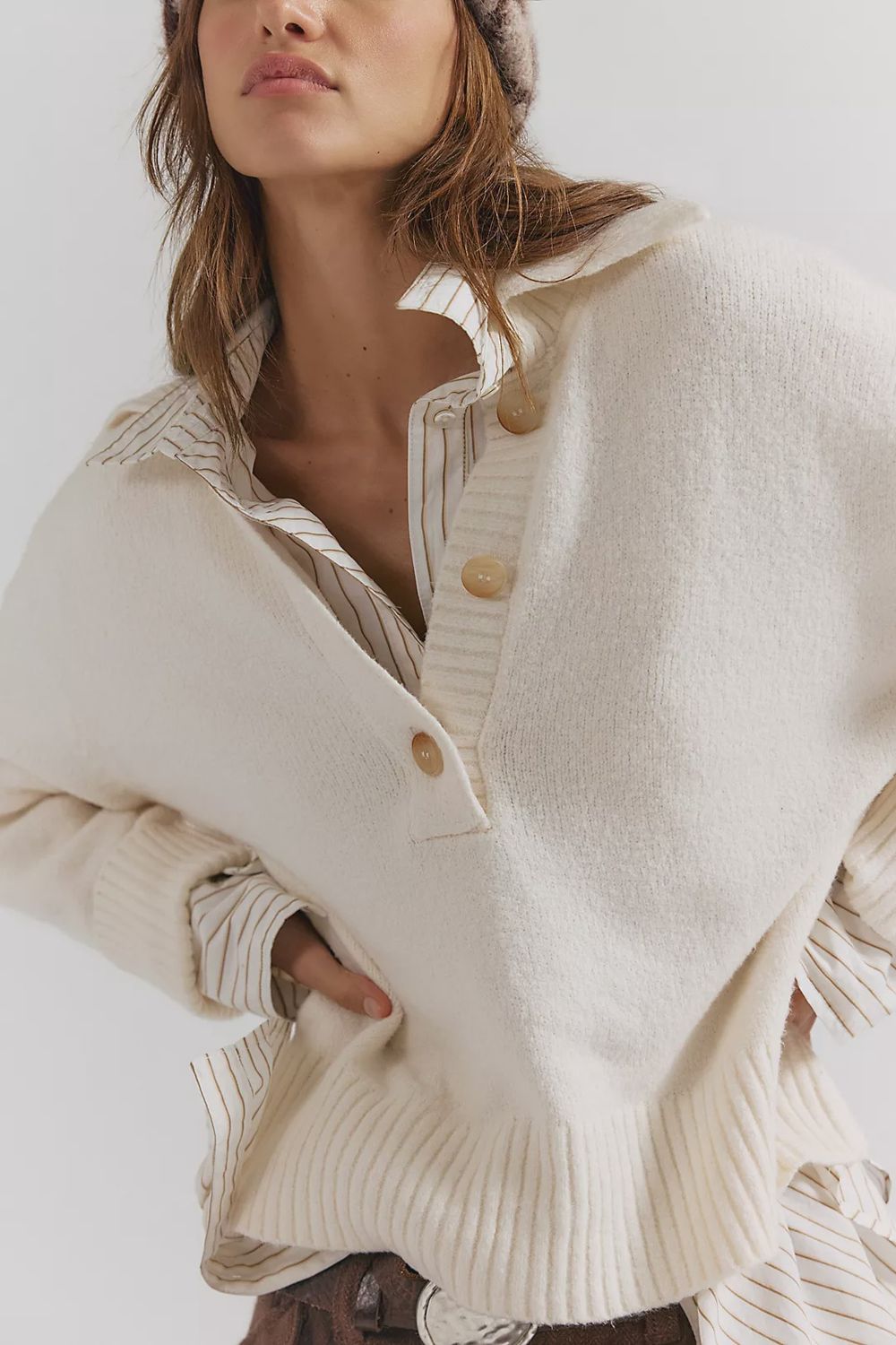 Trading Up Polo Sweater, Color: Ivory, Size: XS