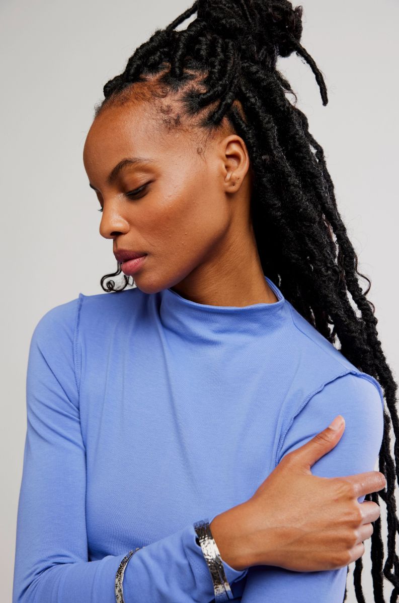 We The Free Kenzie Long Sleeve Top, Color: Peri, Size: XS