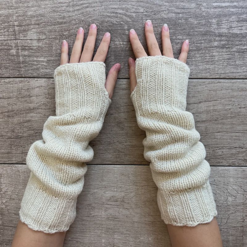 Alpaca Fingerless Long Fleece Lined Gloves