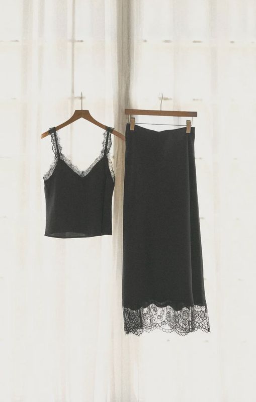 Cinder Lace Satin Midi Skirt