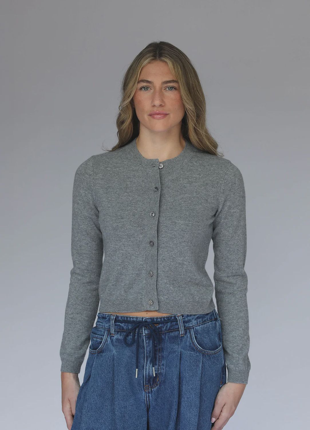 Navy Boyfriend Classic Cardigan, Color: Heather Grey, Size: S