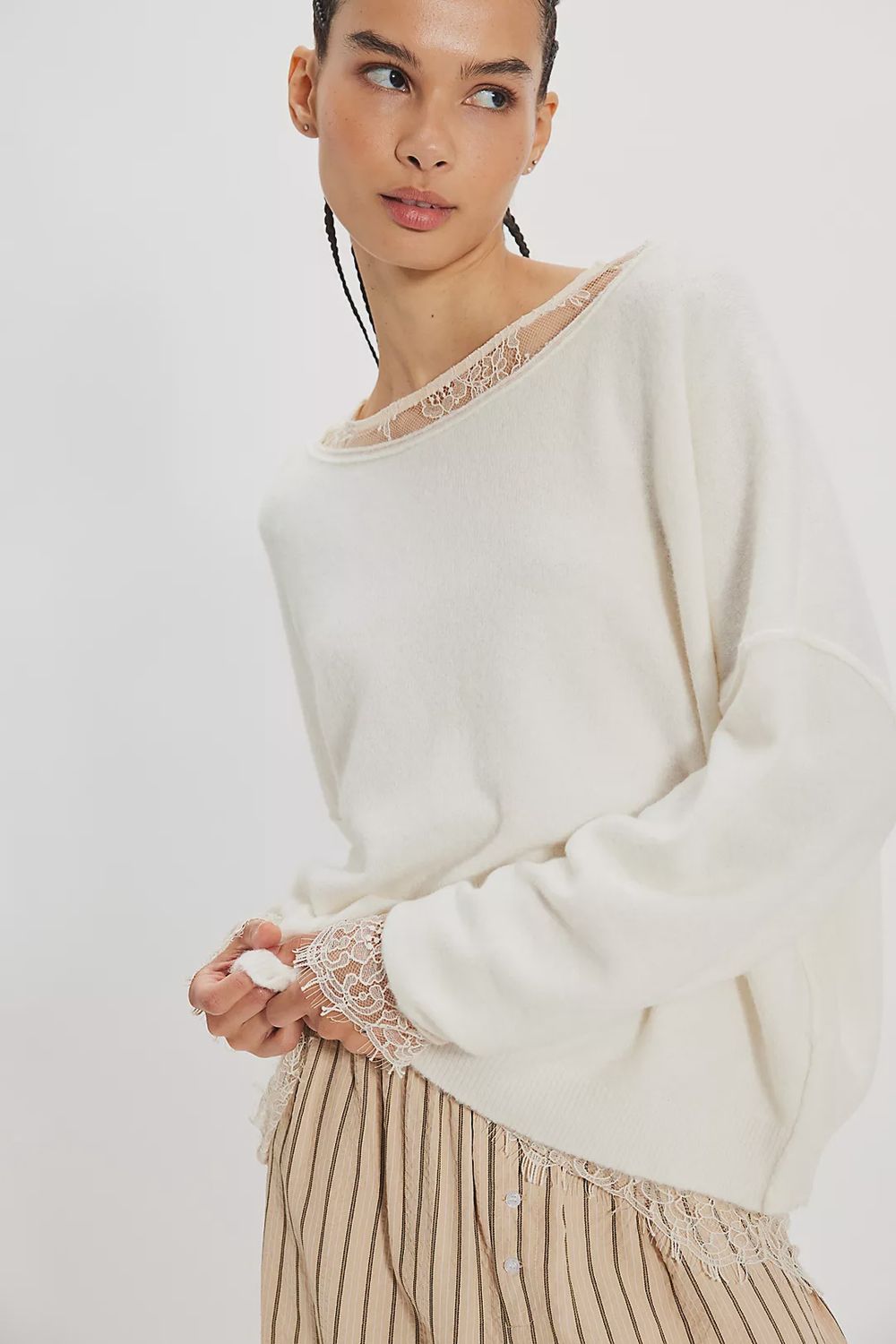 See Me SoftSpun Pullover, Color: Ivory Combo, Size: XS