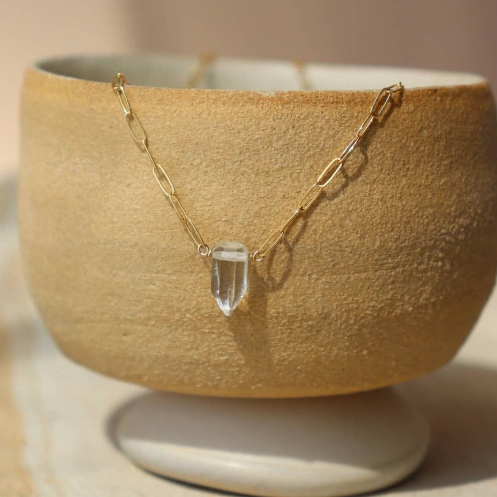 Herkimer Point Necklace, Color: 14k Gold Fill, Size: 14”
