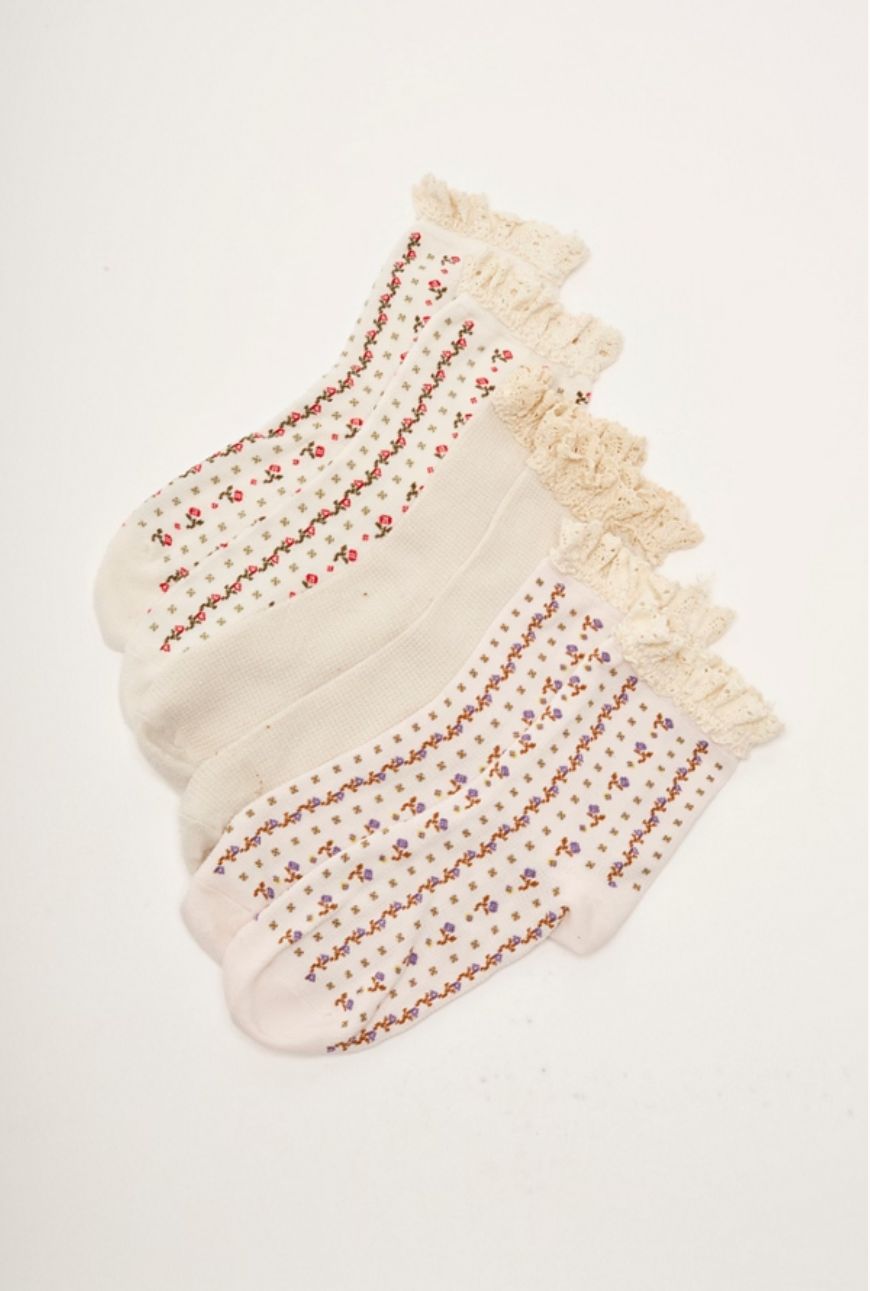 Ruffle Sock Pack, Color: Tainted Love