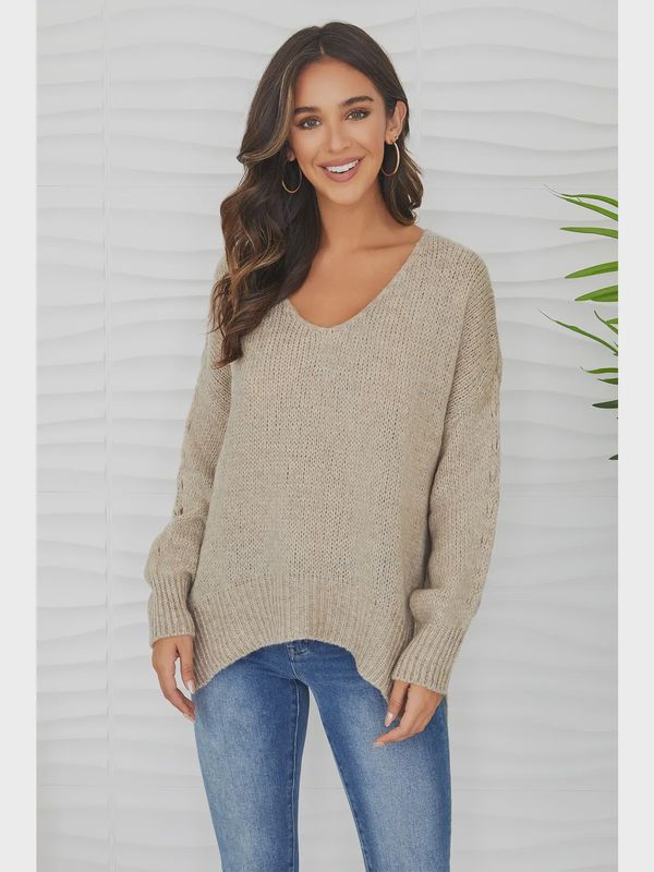Knit Long Sleeve V-Neck Sweater