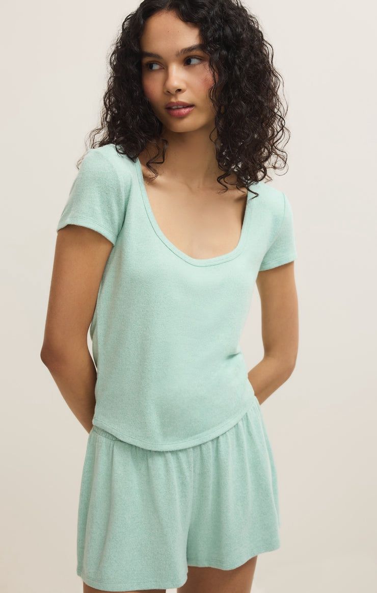 Flower Market Soft Knit Tee, Color: Crystal Green, Size: XS