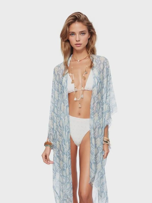 Native Sea Print Luxury Coverup Kimono