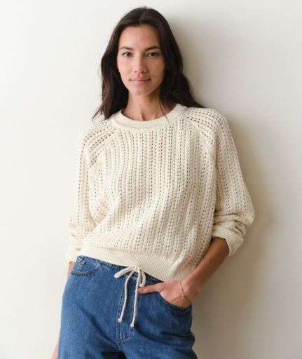 Mina Pointelle Sweater, Size: Extra Small