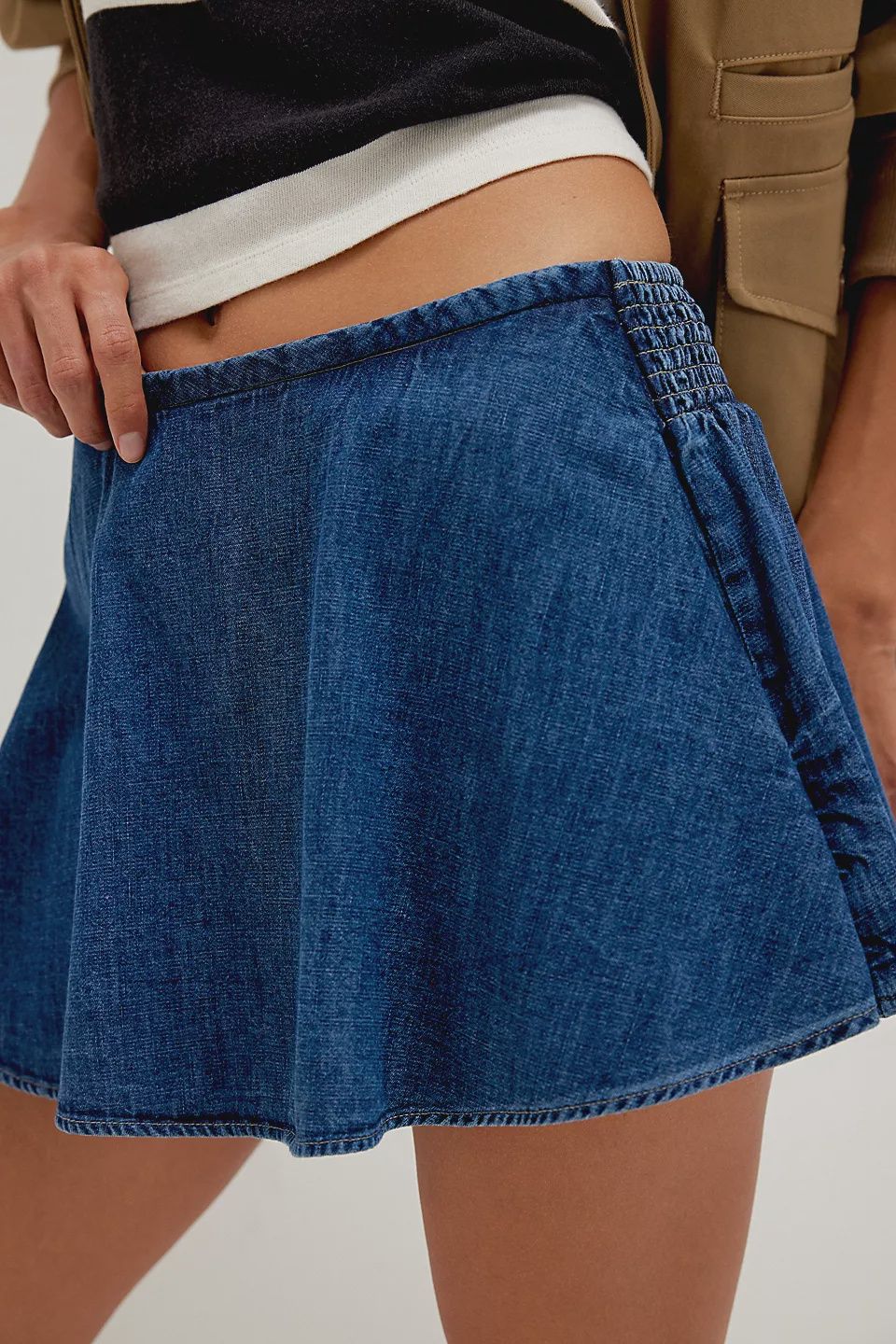 We The Free Paradise Found Denim Skort, Color: Mid Indigo, Size: XS