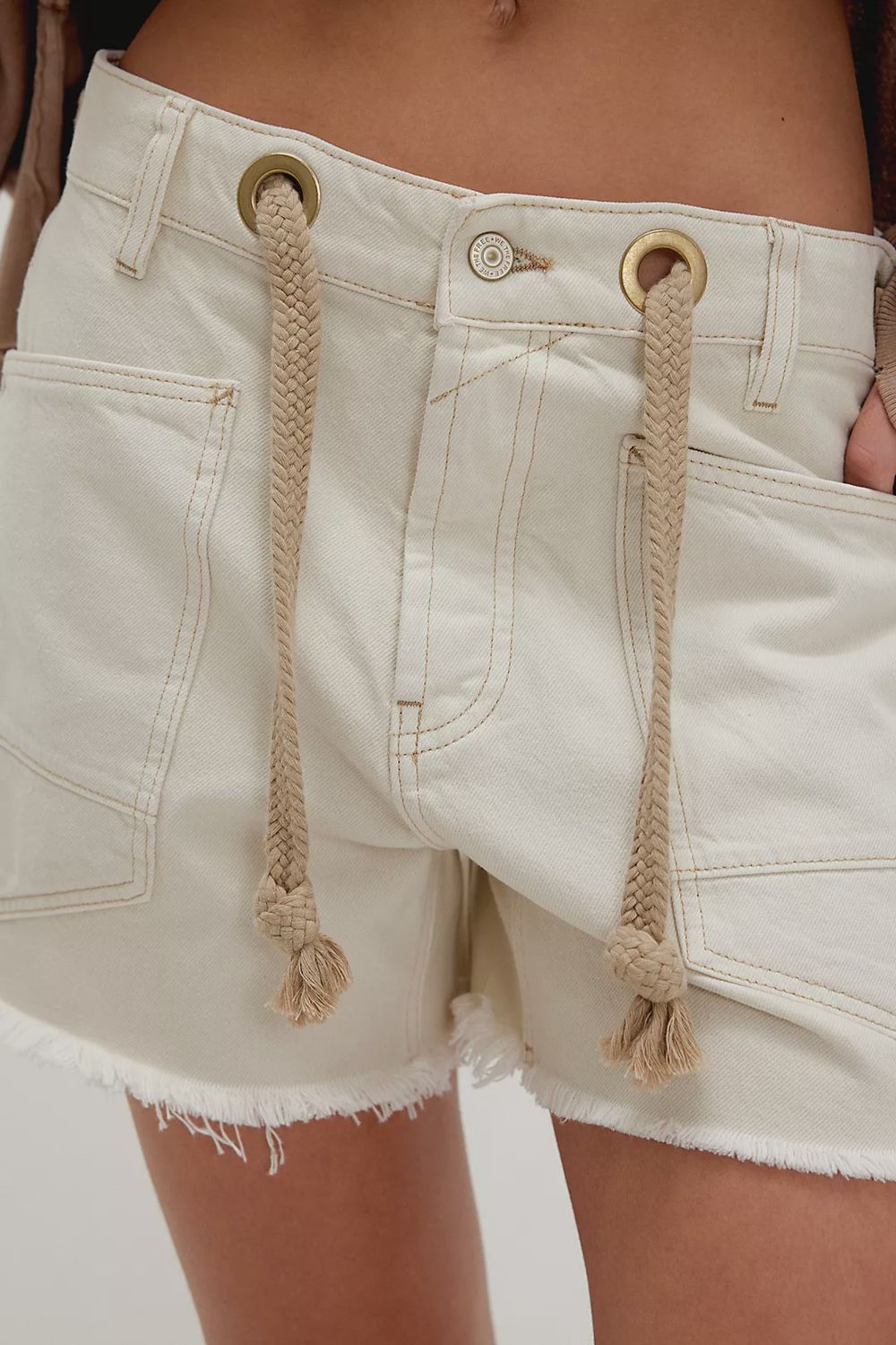 We The Free Moxie Barrel Shorts, Color: White, Size: 25
