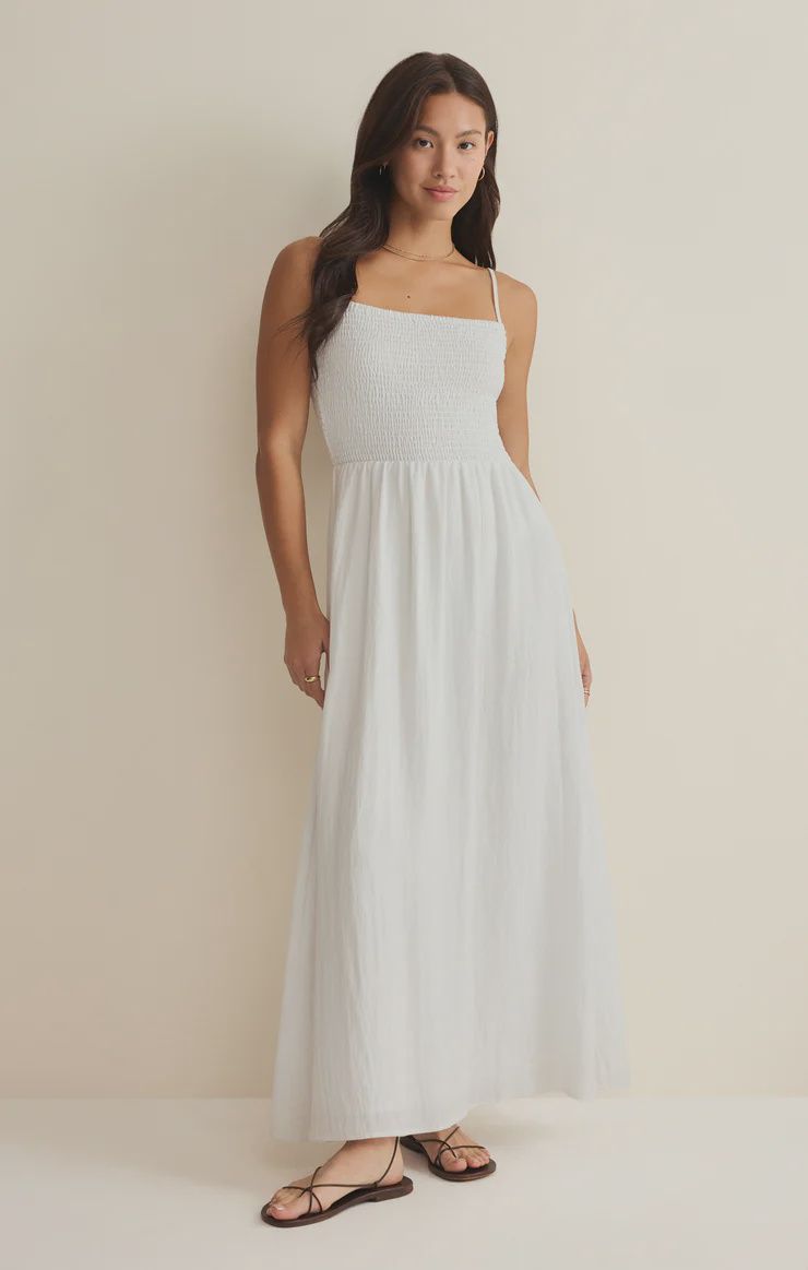 Bayside Airy Gauze Maxi Dress, Color: White, Size: XS