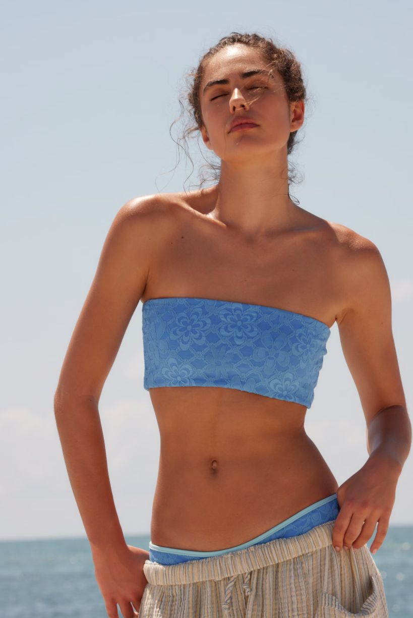 free-est Lola Bandeau Bikini Top, Color: Bonnie Blue, Size: S