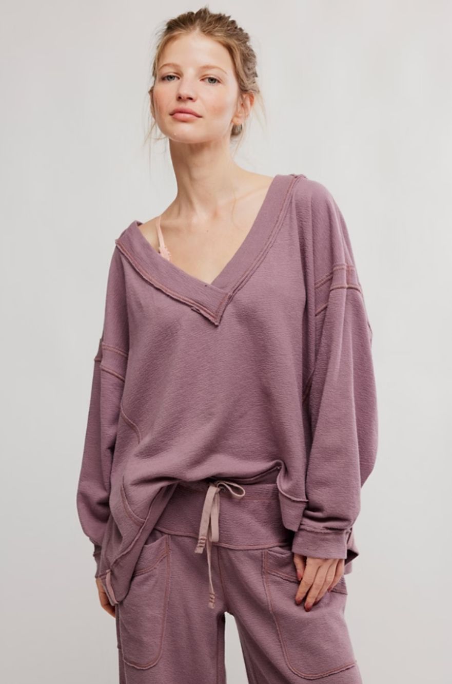 Staycation Pullover, Color: Elderberry Tea, Size: XS