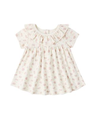 Ruffle Collar Jersey Dress Flower Field