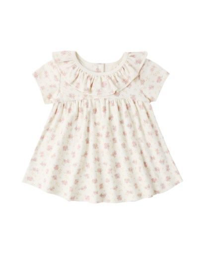 Ruffle Collar Jersey Dress Flower Field, Size: 3-6M