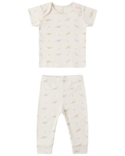 Ribbed Short Sleeve Tee + Leggings Set Dinos, Size: 0-3M