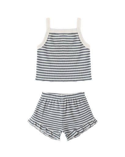 Evie Tank + Shortie Set Ocean Stripe, Size: 12-18M