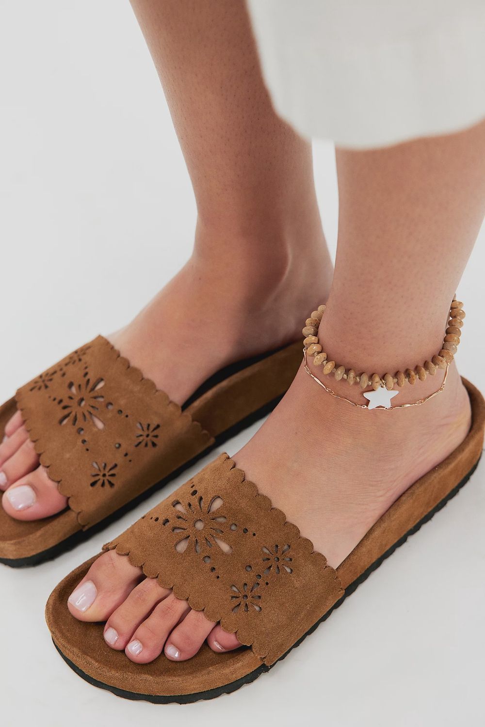 Shore Cut-Out Footbed Sandals, Color: Toffee Suede, Size: 6