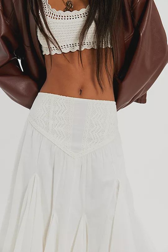 FP One Frida Godet Midi Skirt, Color: Ivory, Size: XS