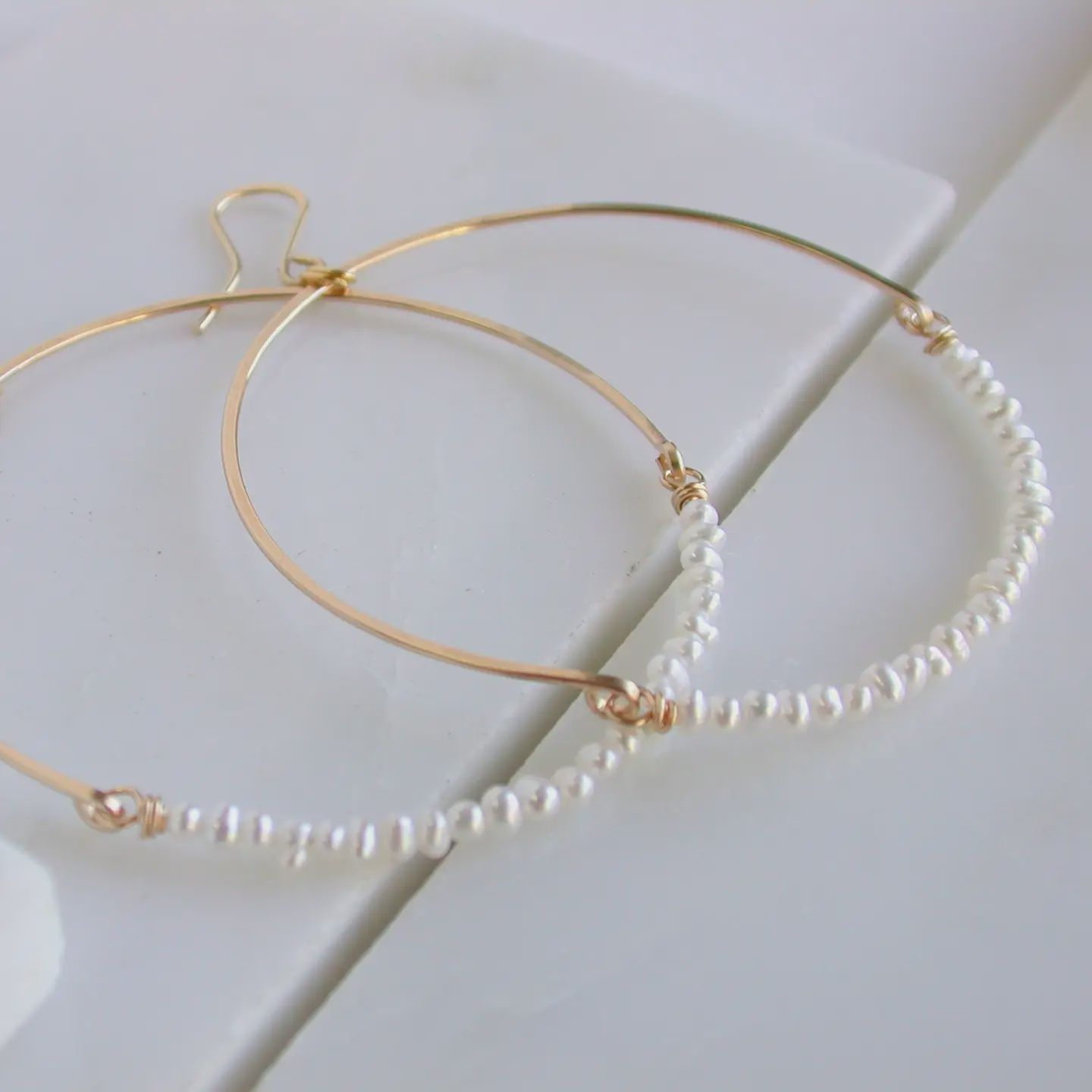 Pearl Hoop Earring, Size: Large
