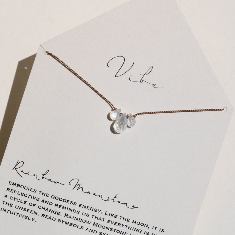 Necklace | Rainbow Moonstone Three Dewdrops
