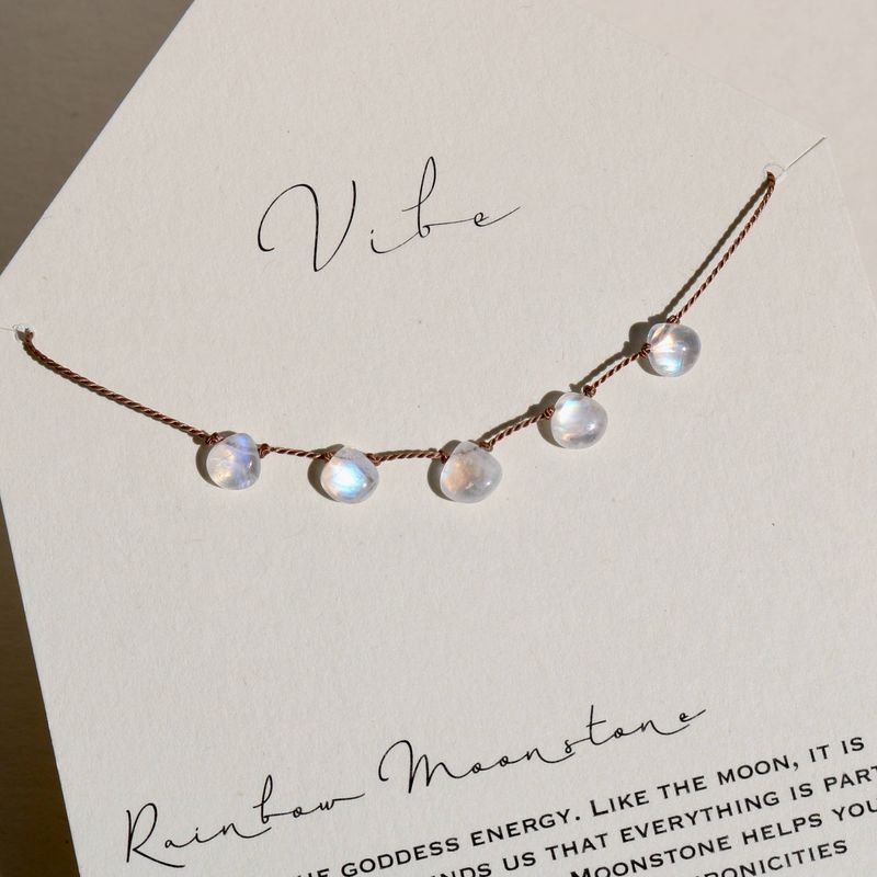 Necklace | Rainbow Moonstone Five Drops
