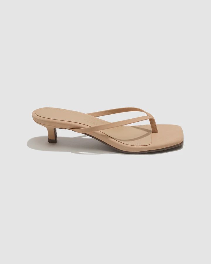 Square Toe Julia Suede Kitten Heel Tkees Sandal, Color: Sunkissed, Size: 6