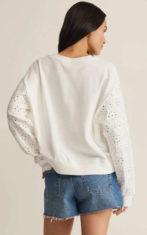 Mosaic Knit Eyelet Sweatshirt