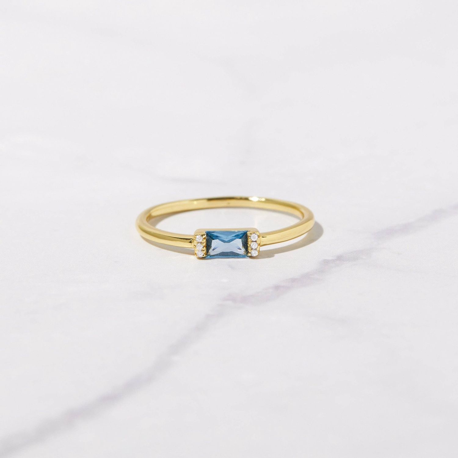 Aquamarine Baguette Ring