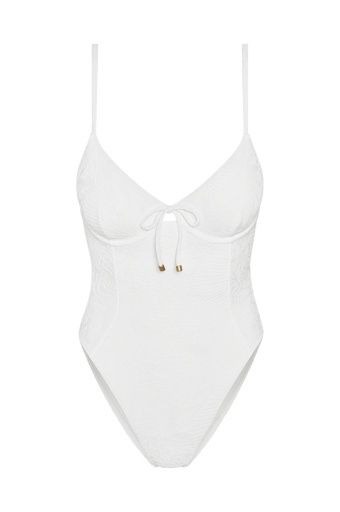 Ada Underwire One Piece - White Garden Jacquard, Size: S