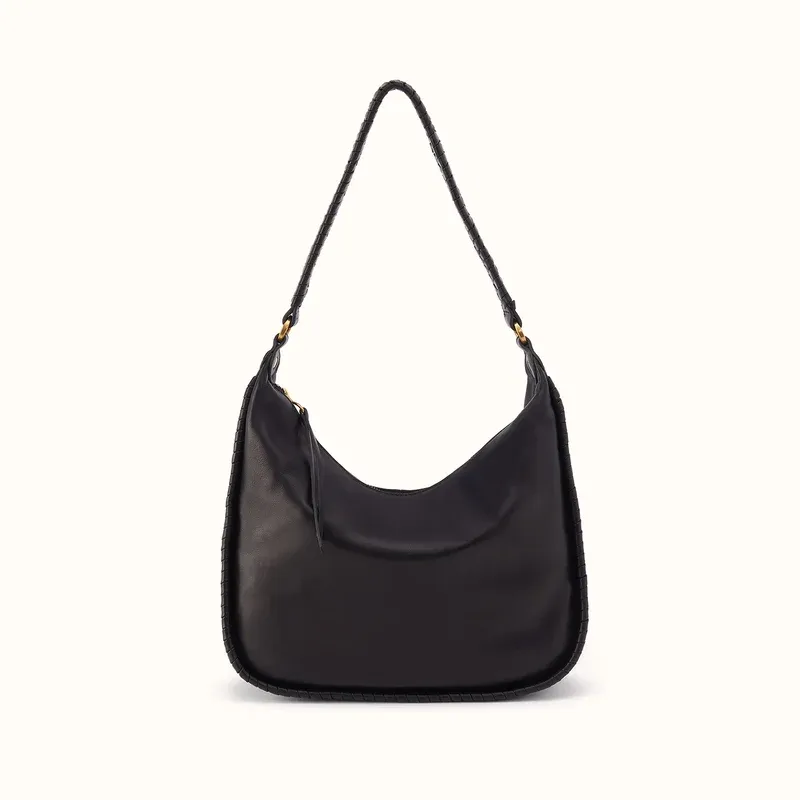 Mia Crescent Large Hobo, Color: Black