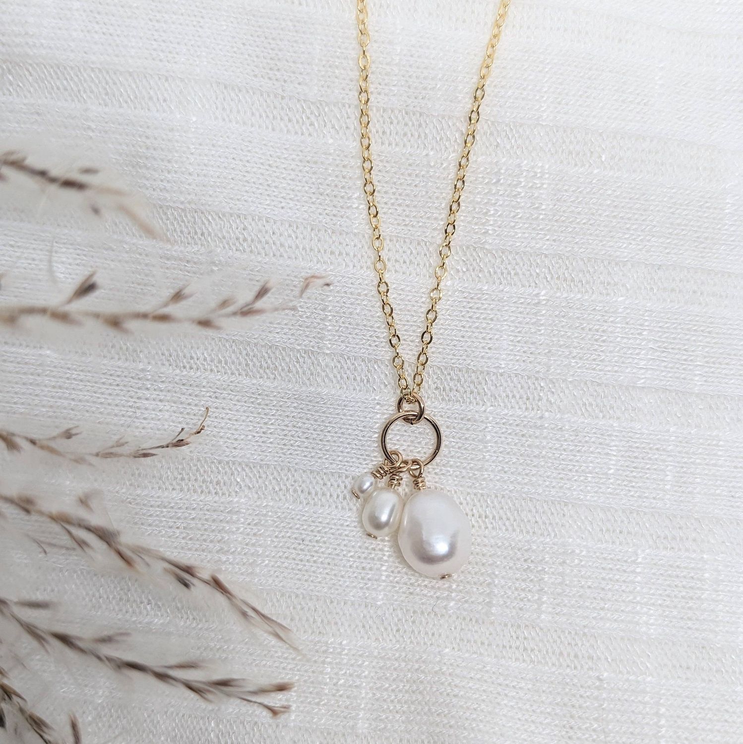Pearl Trio Charm Necklace