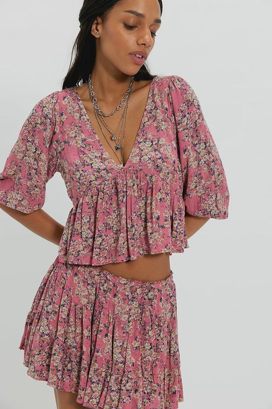Calla Lily Printed Mini Skirt Set