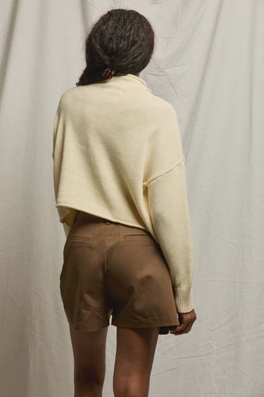 Kiki Cotton Cropped Mock Neck Sweater