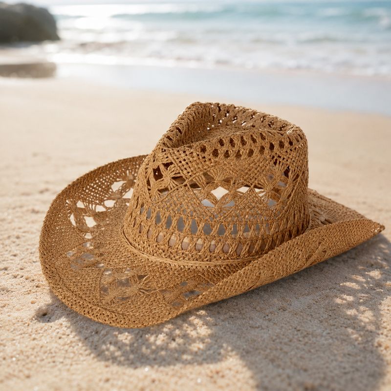 Crochet Straw Western Cowboy Sun Hat