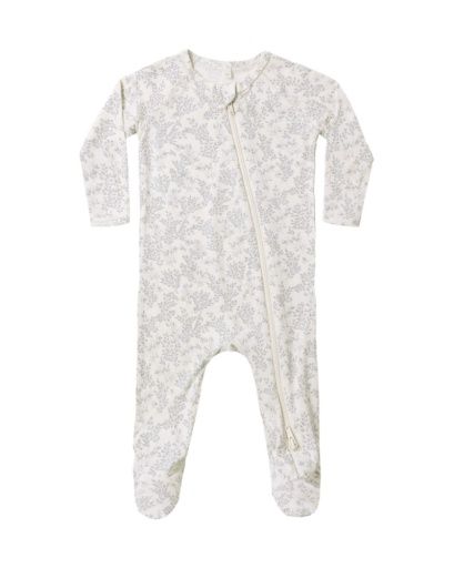 Bamboo Zip Footie Cloud Floral, Size: NB