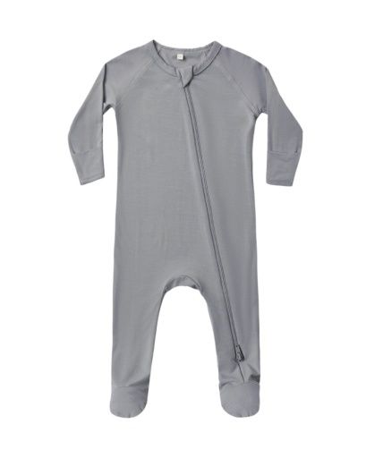Bamboo Zip Footie Slate, Size: NB