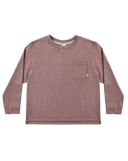 LONG SLEEVE POCKET TEE HEATHERED MULBERRY, Size: 4-5Y