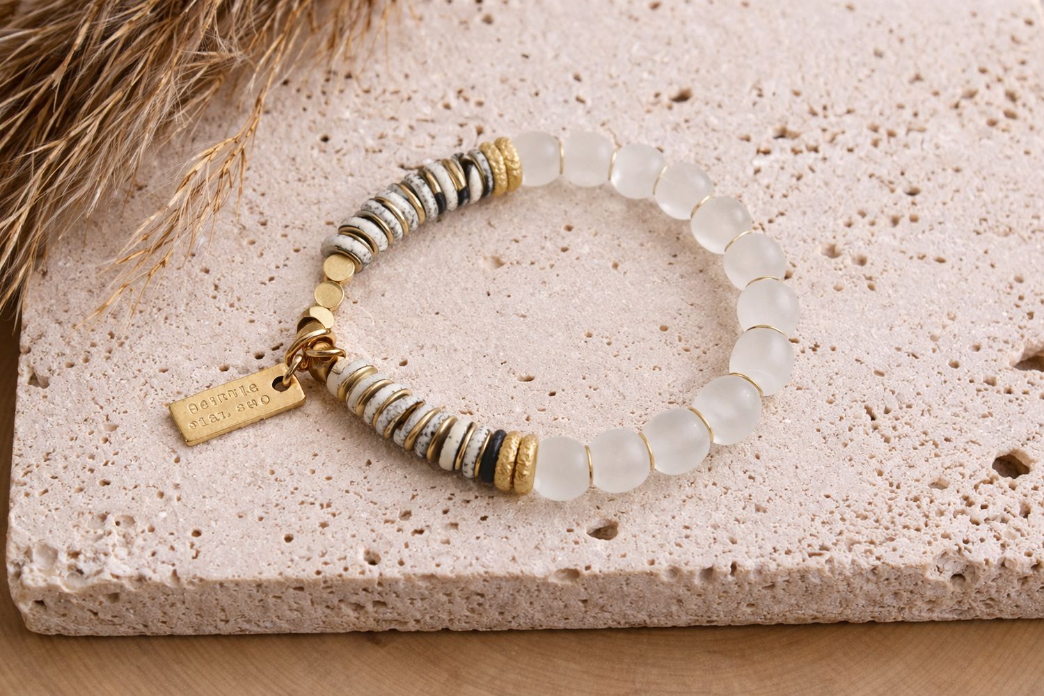 Eco-Luxe Coastal Beaded Bracelets, Material: Clear Recycled Glass Bead Bracelet