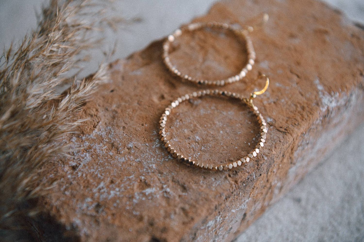 Handmade Textured Gold Hoop Earrings, Style: 2mm Matte Nugget