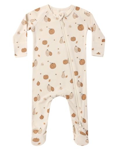 Bamboo Zip Footie Harvest Friends, Size: NB