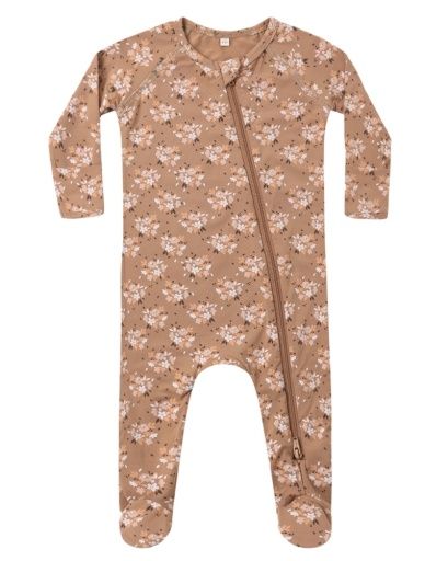 Bamboo Zip Footie Fall Floral, Size: NB